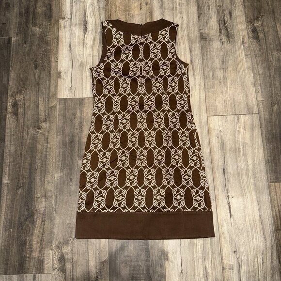 VINEYARD VINES size 4 Dress Brown Sleeveless Sailor's Knot Print Shift Nautical - Picture 2 of 6